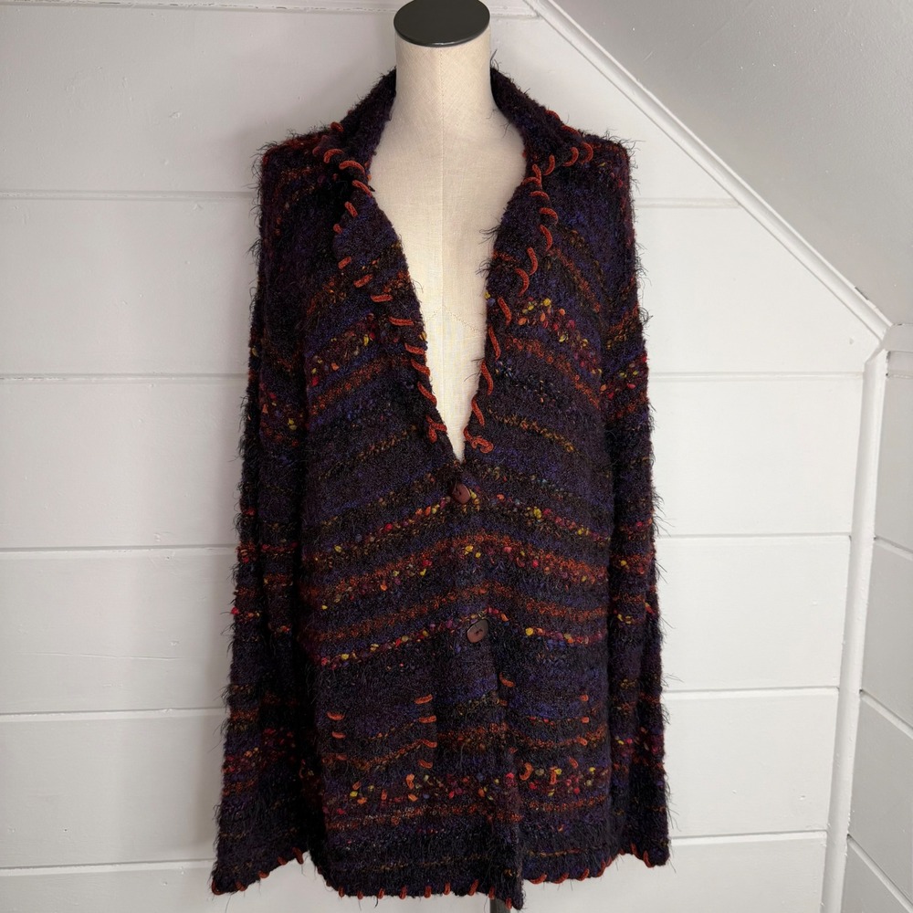 Coldwater Creek 3X Chunky Knit Embroidered‎ V Neck Cardigan Sweater Whimsygoth
